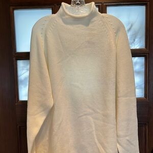 Women ivory cream off white mock neck classic timeless staple sweater NWT Large